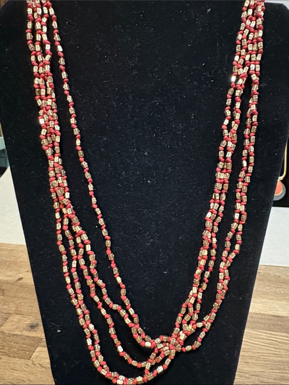 Lucky brand nwt 24” Multi-Strand Red and Gold Beaded Necklace - Women's Jewelry